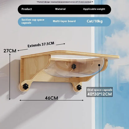 Sisal-covered cat climbing frame with space capsule design and suspended attachment options