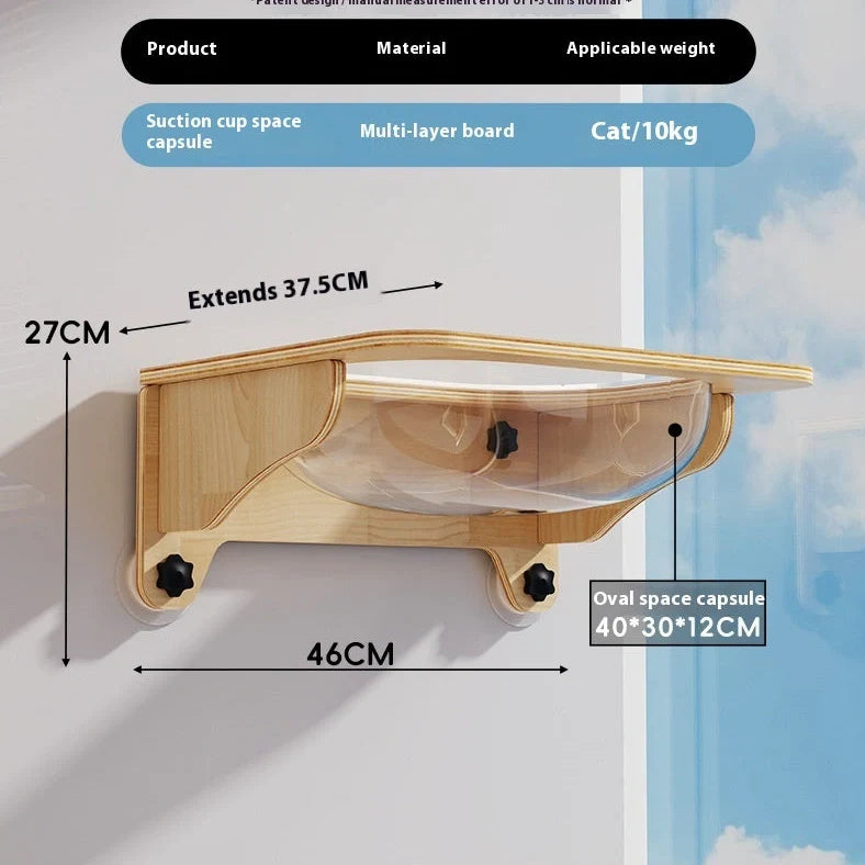 Suspended cat scratching chamfer with space capsule and sisal scratching surfaces