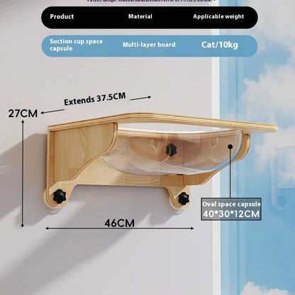 Suspended cat scratching chamfer with space capsule and sisal scratching surfaces