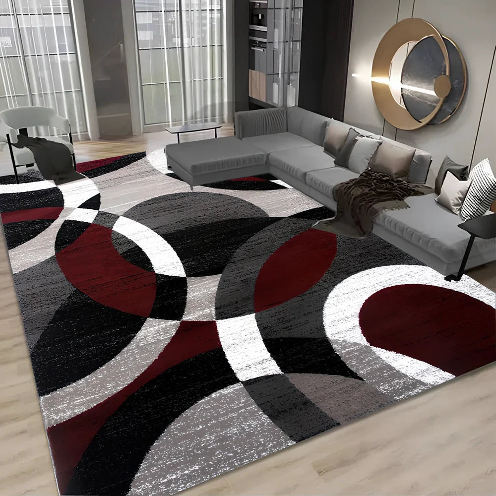 Nordic pattern washable floor rug with plastic dot non-slip backing in four size options