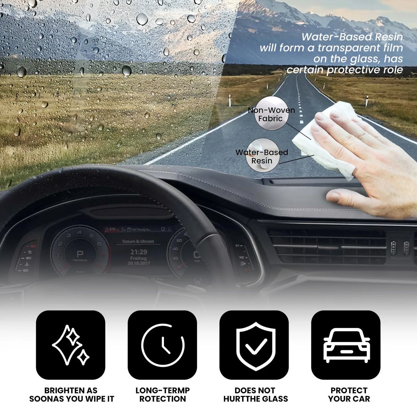 Pack of 40 car anti-fog rainproof wipes with non-woven fabric sheets