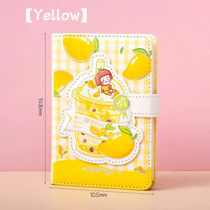 Magnetic buckle notebook hand ledger in pink, yellow, green, and purple with paper pages
