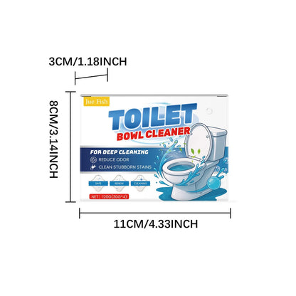 Four sachets of toilet bowl cleaning powder totalling 120g on a bathroom background