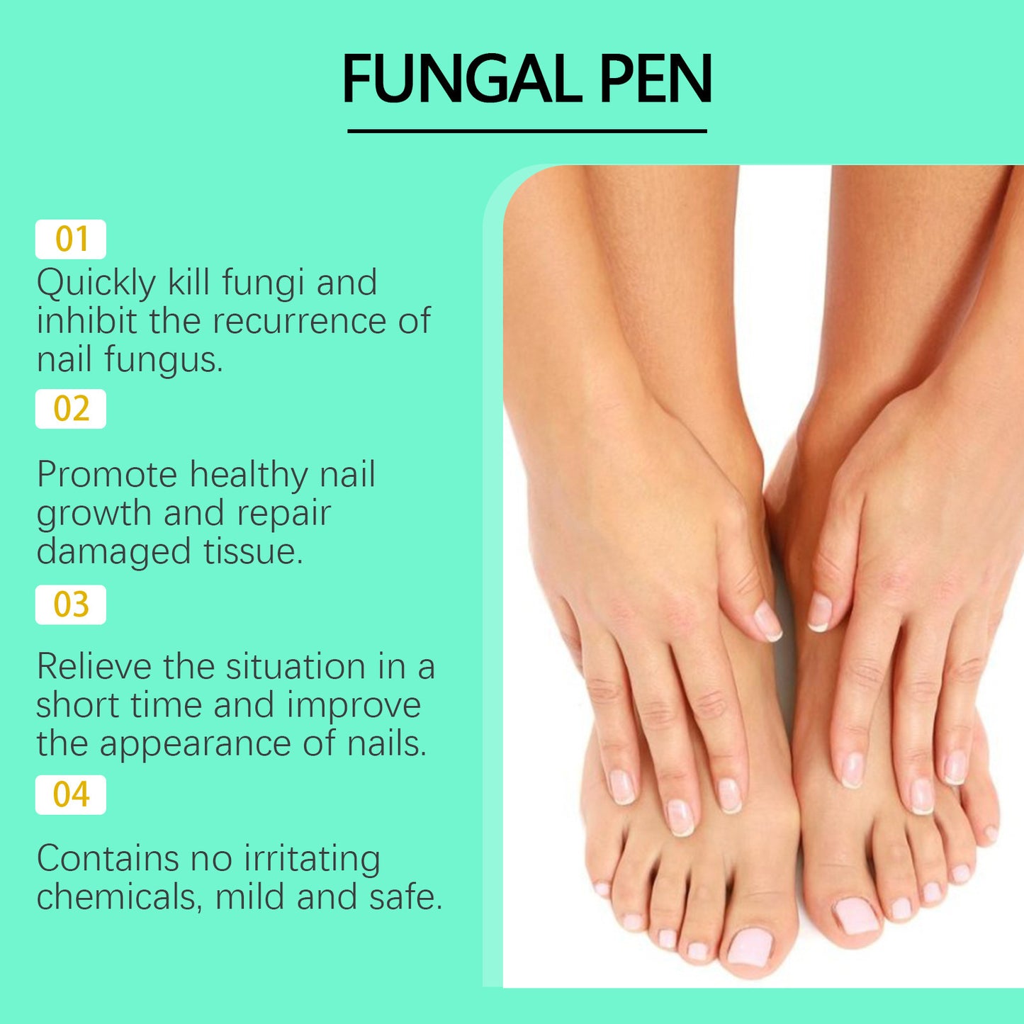 Repairing Antibacterial Nail Pen with tea tree oil, honey and clove leaves formula to strengthen and protect nails from fungal infections and damage