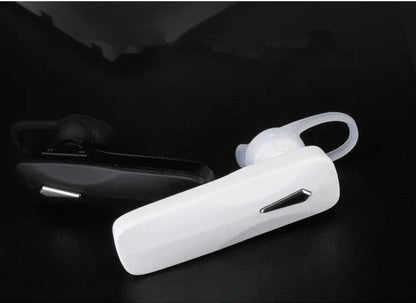 M163 black and white car Bluetooth stereo headset with control buttons for calls and music.
