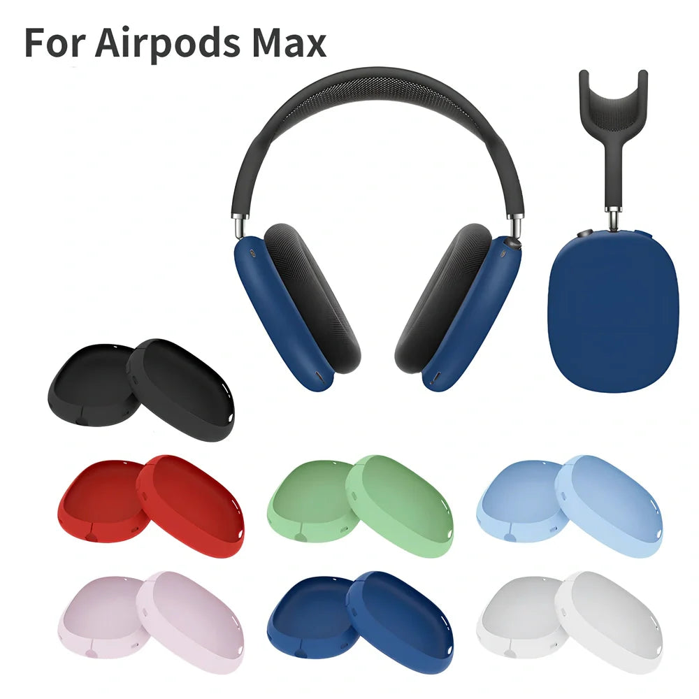 Silicone protective case for Apple AirPods Max headphones showing precise cutouts and reinforced corners