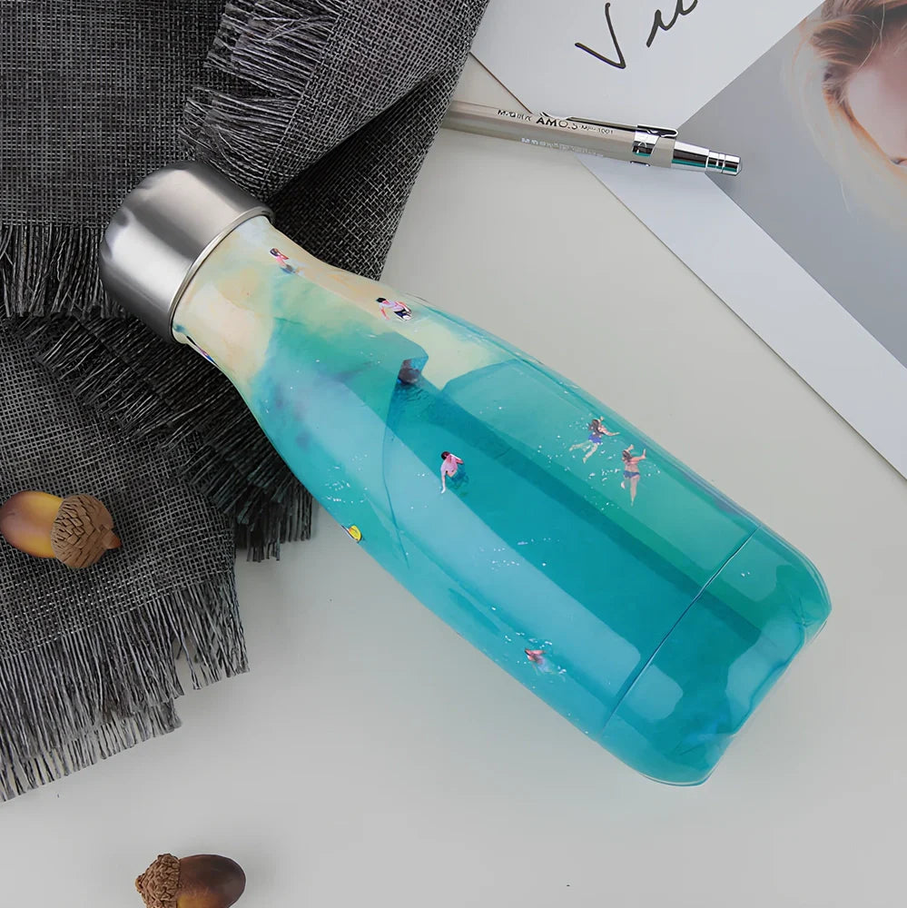 Stainless steel thermal water bottle with 500ml capacity and vacuum insulation technology