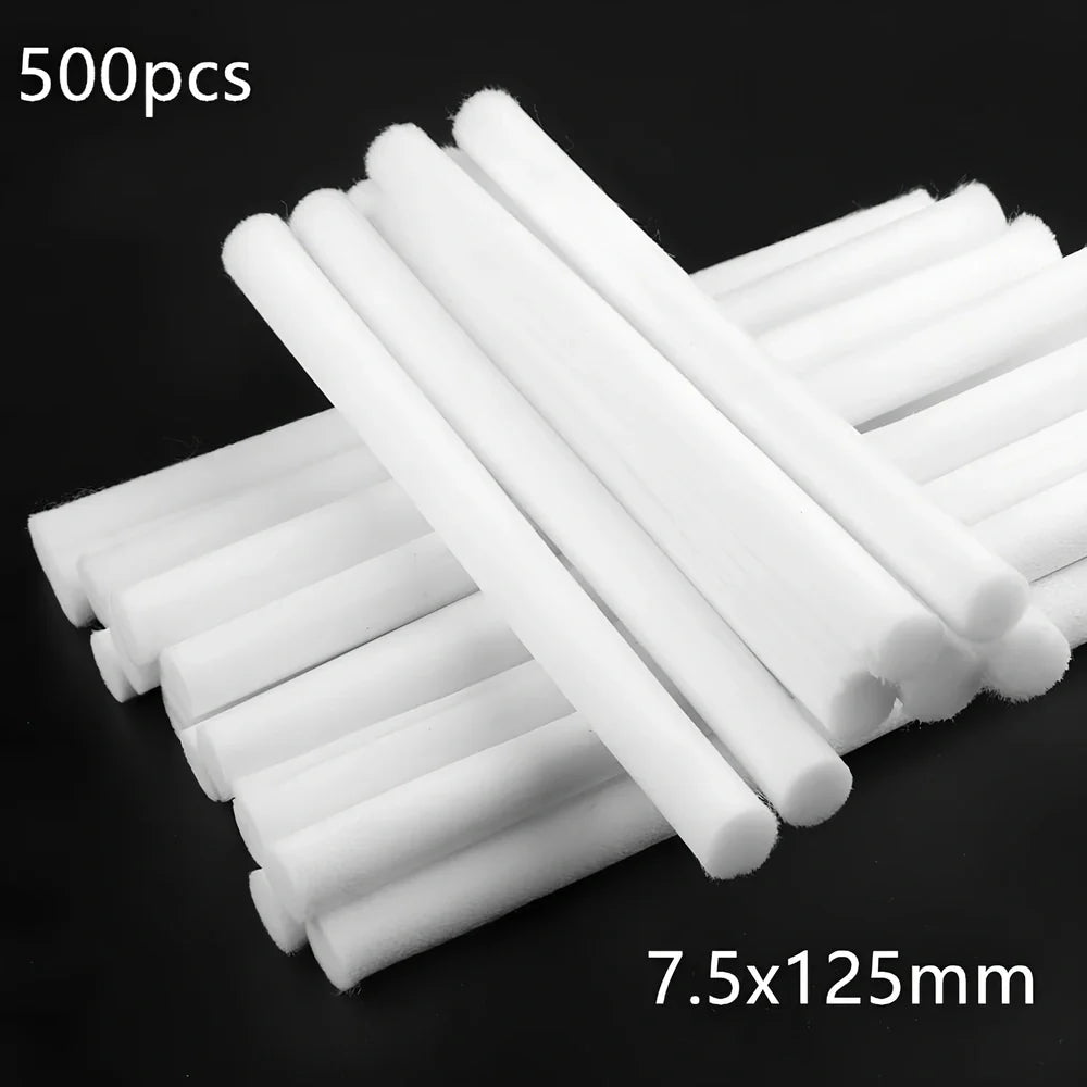 Pack of 7.5x125mm acetate fibre cotton swabs for humidifier wicks, trimmable length for stable fog output