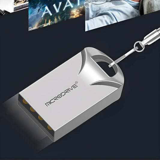 Compact black and silver metal high-speed USB flash drive showing front and side views