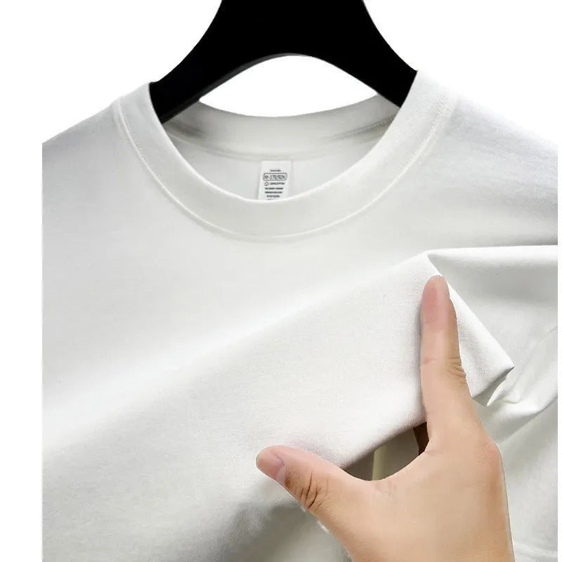 Men's drop shoulder t-shirt in thin cotton fabric, shown in a solid colour.