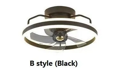 Simple Fashion modern ceiling fan with integrated light and white blades on a white ceiling.