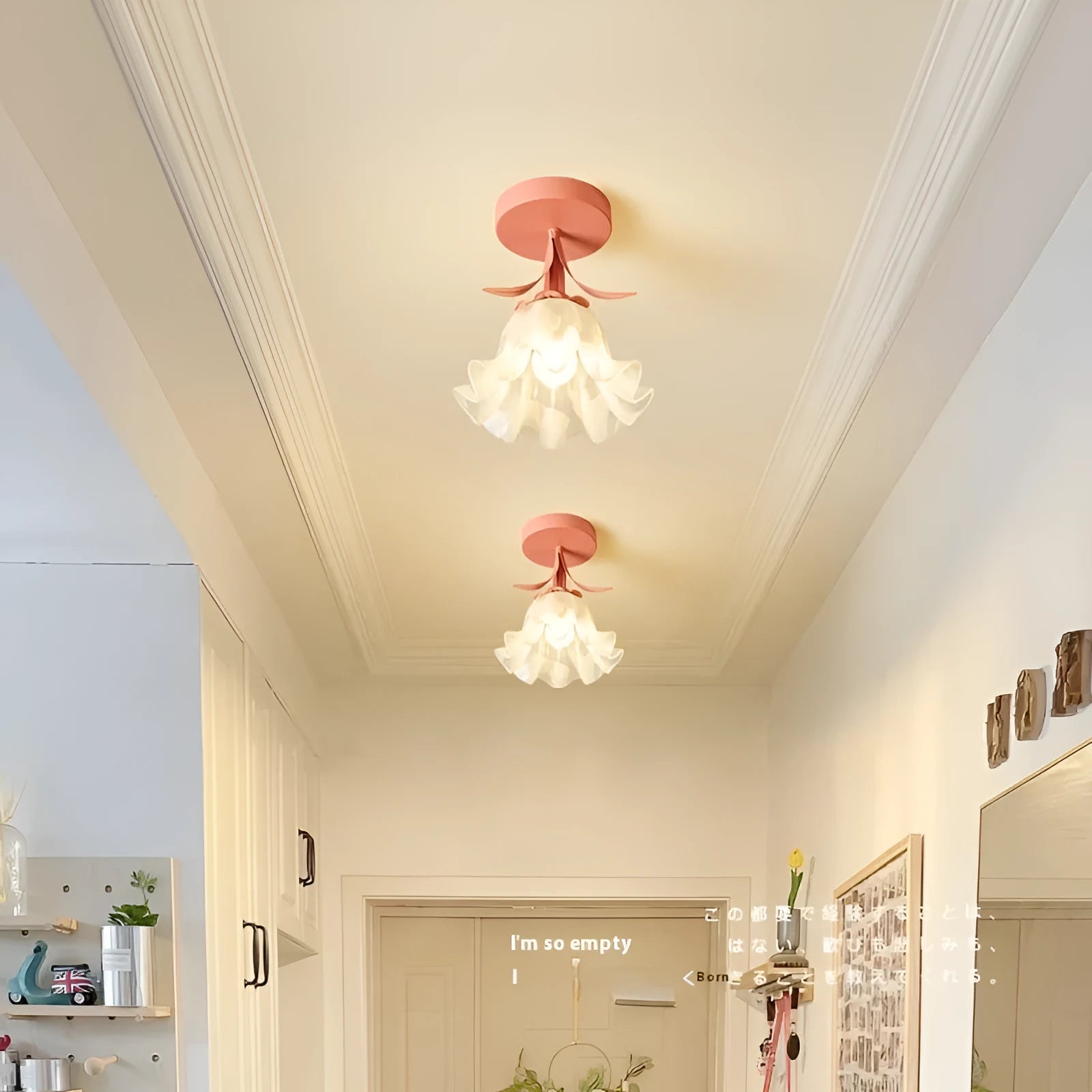 Cream Linglan flower design corridor aisle light with LED illumination and remote control for dimming