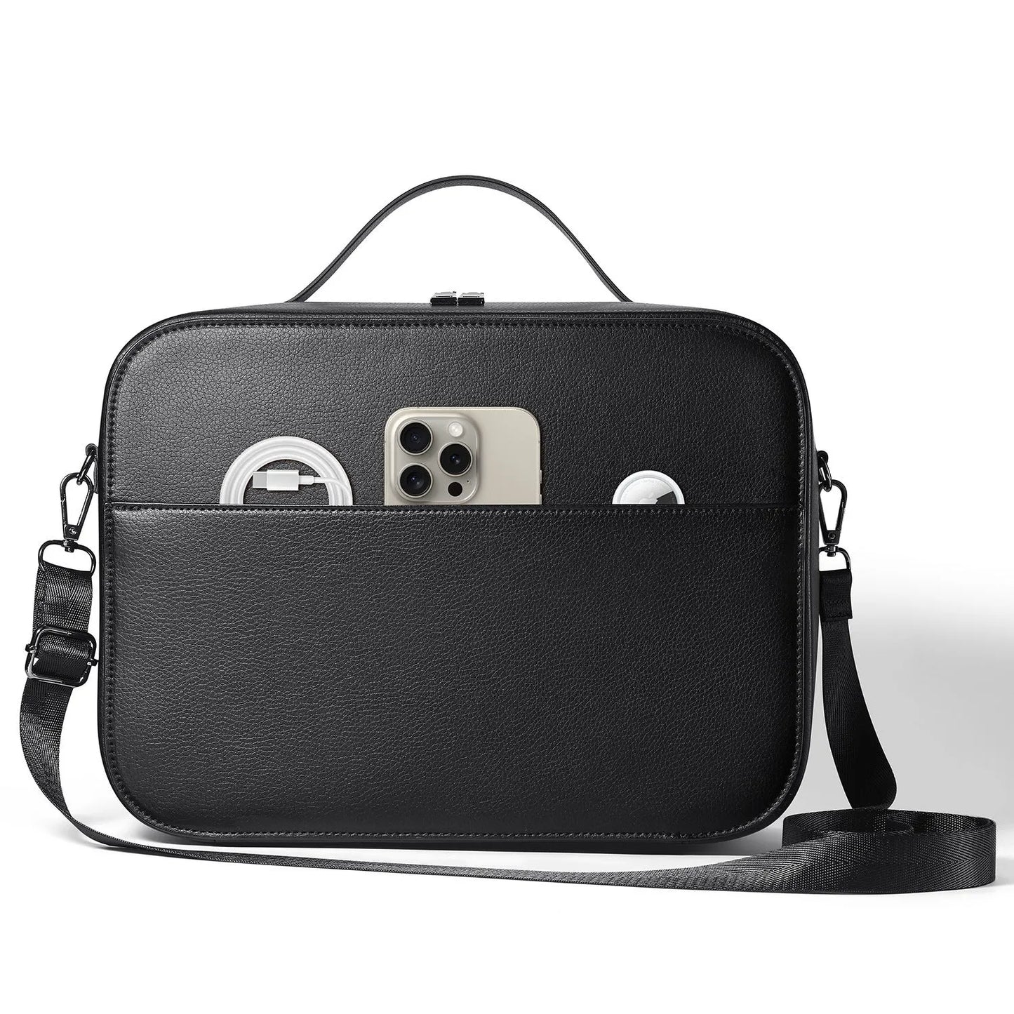Black superfibre storage case for Apple Vision Pro MR glasses showing internal dimensions.