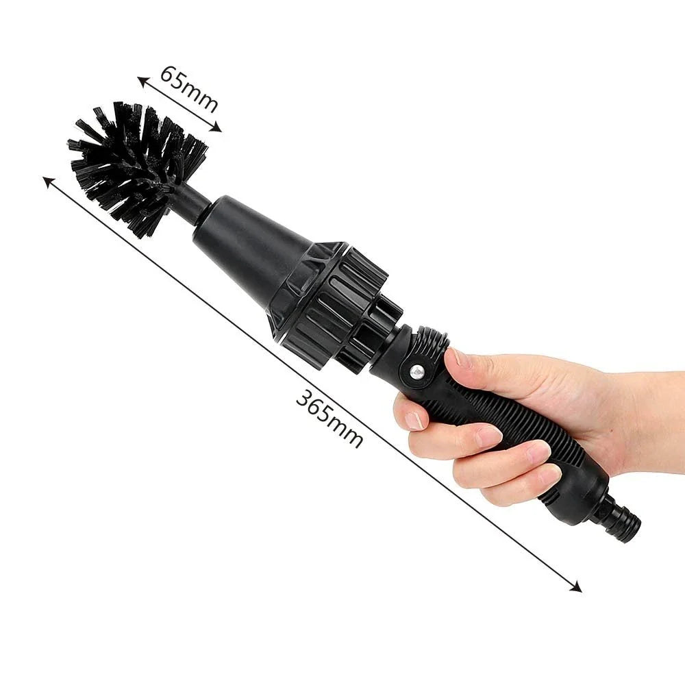 Water-powered rotary cleaning brush for effective car, outdoor, and household cleaning