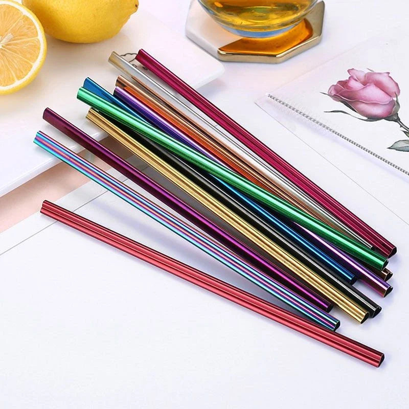 Premium heart-shaped reusable metal drinking straws for bubble tea and other beverages