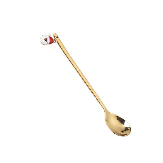 Christmas serving spoon in stainless steel with silver finish measuring 135mm length