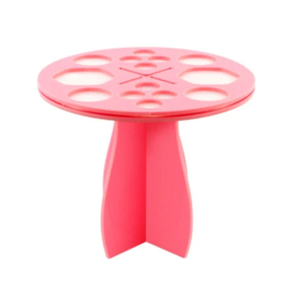 14-hole makeup brush holder in various colors for organized brush storage and drying