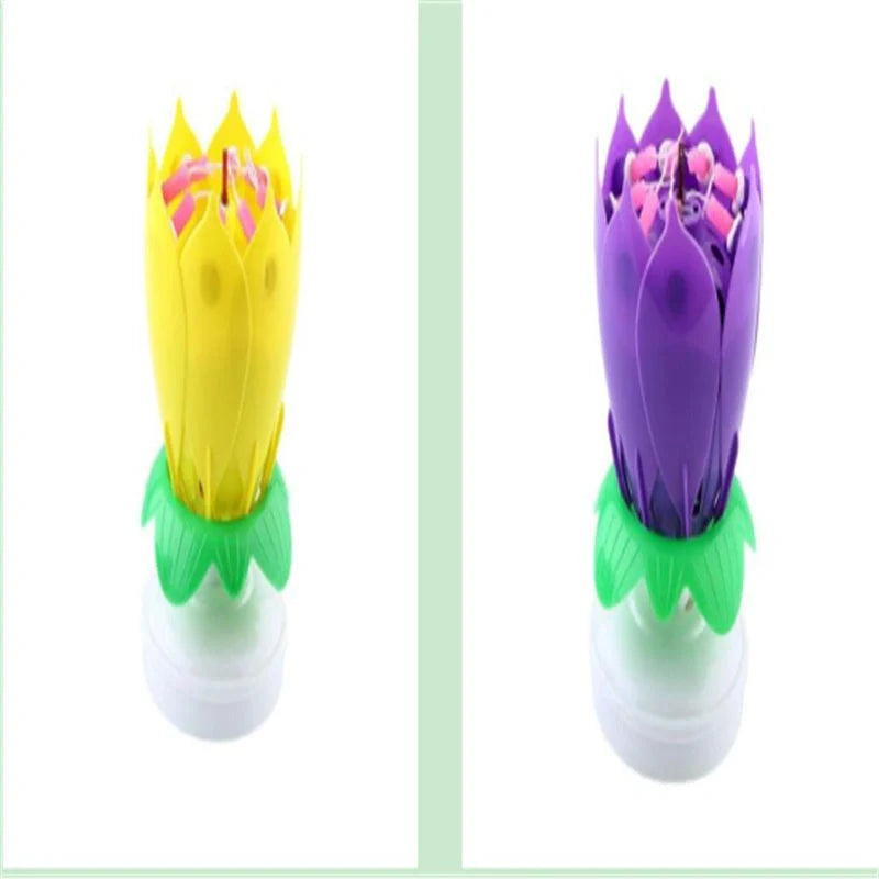 Musical Lotus Candles in various colors with a unique lotus design and music feature