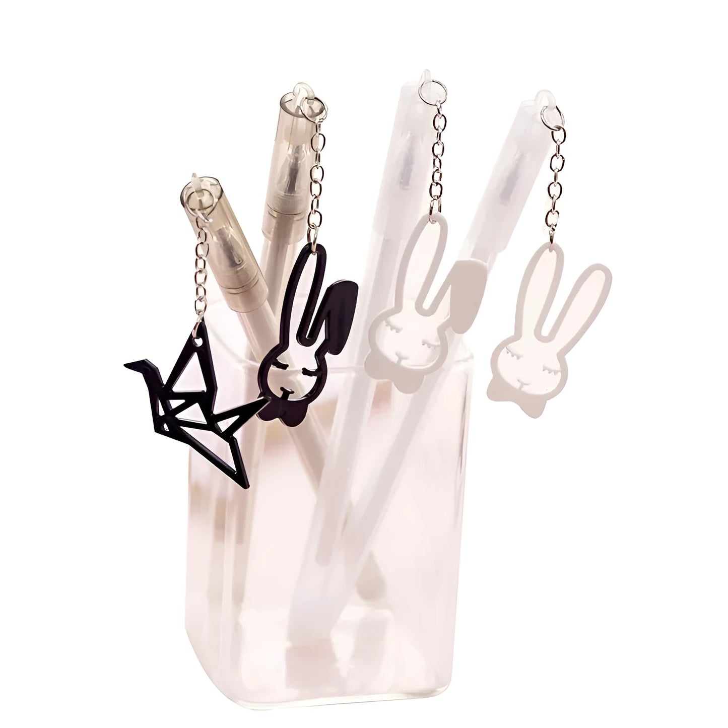Decorative gel pen with rabbit pendant charm and 0.38mm fine tip