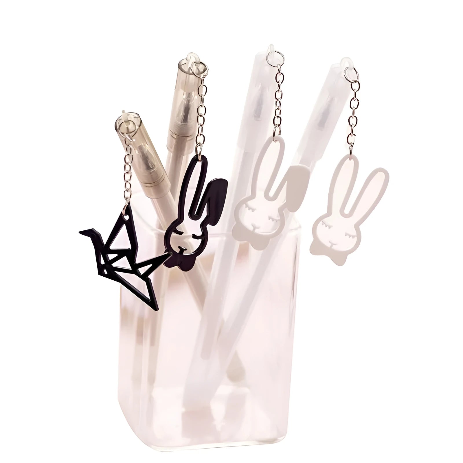 Decorative gel pen with rabbit pendant charm and 0.38mm fine tip