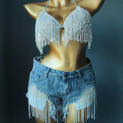 Diamond Flowing Bikini in gold and silver, perfect for summer beach outings