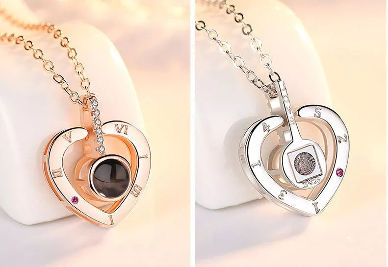 Subloom Heart 100 I Love You silver necklace with heart-shaped pendant
