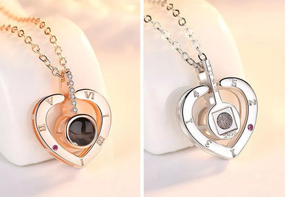 Subloom Heart 100 I Love You silver necklace with heart-shaped pendant