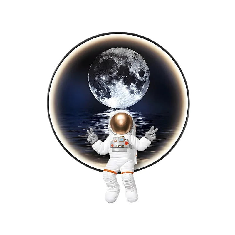 Spaceman astronaut themed canvas wall painting with optional LED lights for a child's bedroom