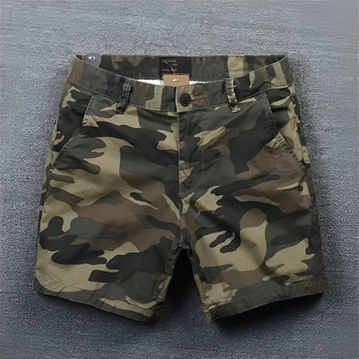 Men's cotton loose shorts with straight-leg cut and zipper fly in multiple colour options
