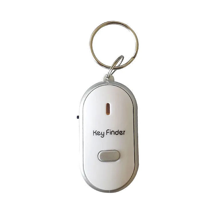 Oval-shaped acrylic key finder pendant in red, blue, white, black, and orange colours with voice control functionality
