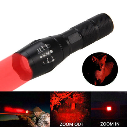 Zoomable LED flashlight for outdoor adventures, adjustable focus, durable aluminum alloy construction.