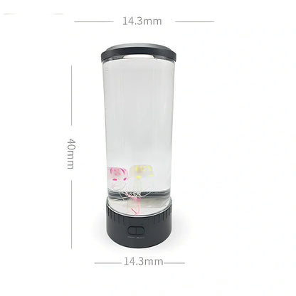 LED jellyfish aquarium lamp showing volcanic bubble effect with colour-changing lighting in black finish