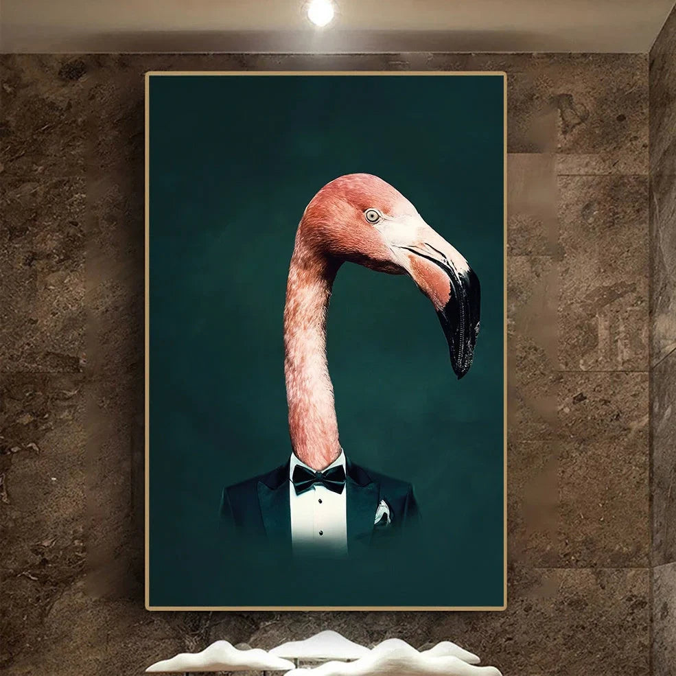 Black wildlife theme canvas poster print with white border for framing in multiple size options