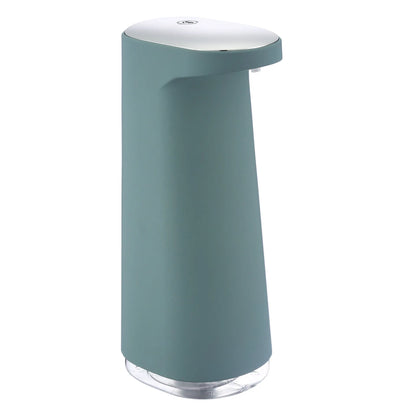 White automatic foam soap dispenser with infrared sensor on a bathroom countertop.
