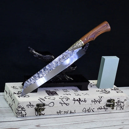 Hand forged lightweight slicing knife with rosewood handle and sharp 5Cr15Mov blade