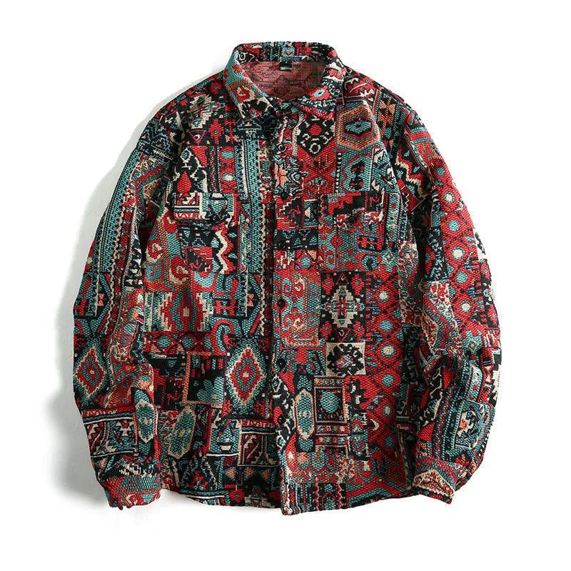 Men's jacquard pattern long sleeve cardigan in polyester, slim fit casual top in three colours and sizes S to 2XL