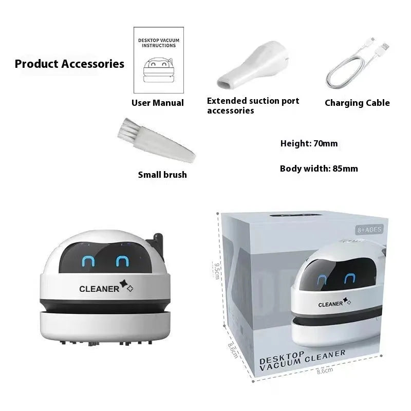 USB-powered handheld desktop vacuum cleaner in blue colour cleaning computer keyboard
