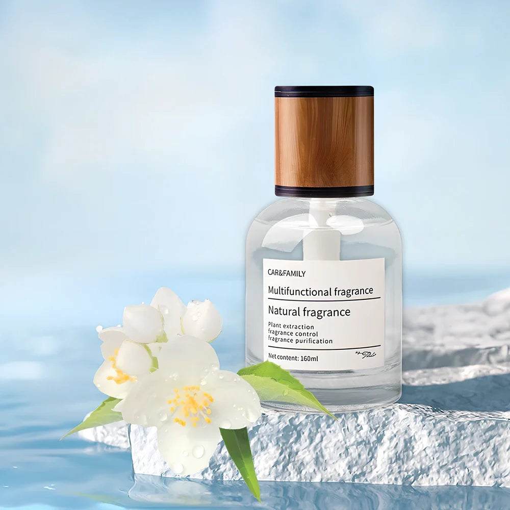 Car mounted fragrance perfume with 120mm round glass bottle on car air vent