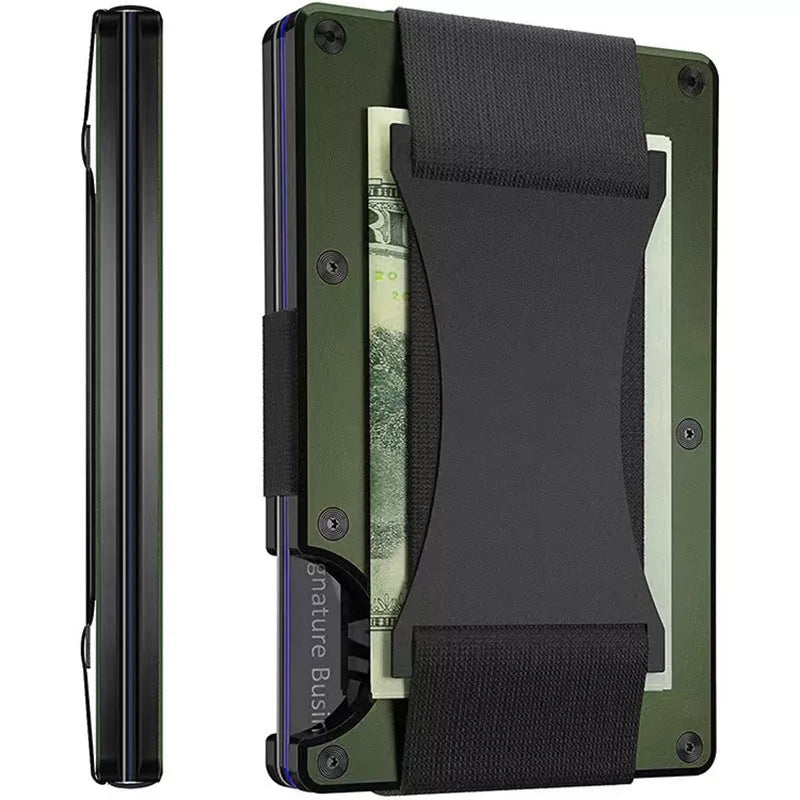Metal carbon fiber wallet with RFID blocking technology in various colors
