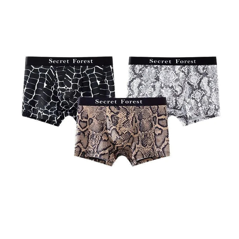 Men's loose fit thin boxer shorts in black, grey, and brown colour options.