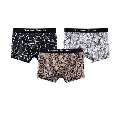 Men's loose fit thin boxer shorts in black, grey, and brown colour options.