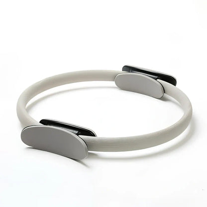 5-piece yoga equipment set showing 38cm Pilates circle, 25cm ball, 183cm belt, 150cm strap, 24cm ring