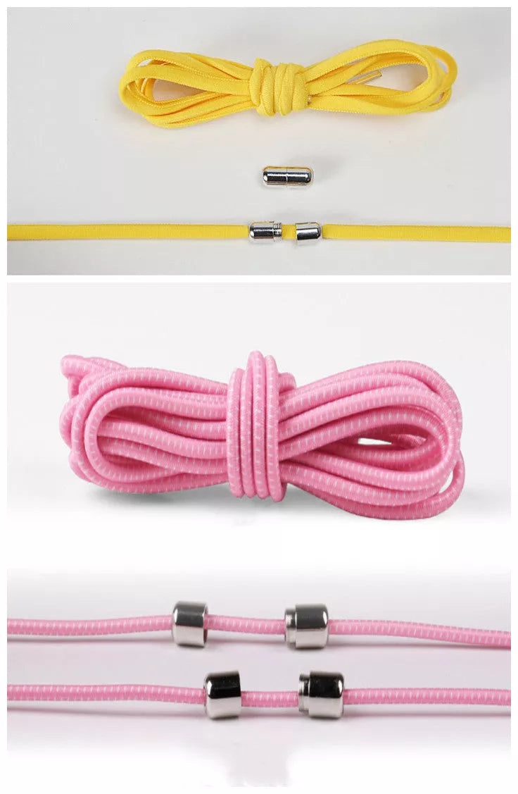 Lazy Laces shoe laces with metal buckles in various colors for a secure fit