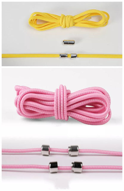 Lazy Laces shoe laces with metal buckles in various colors for a secure fit