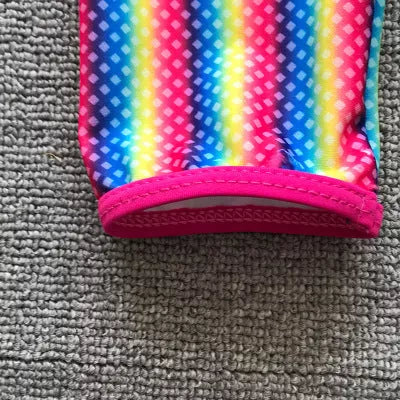 Rainbow striped bikini set with chest pad for swimming and dance sports
