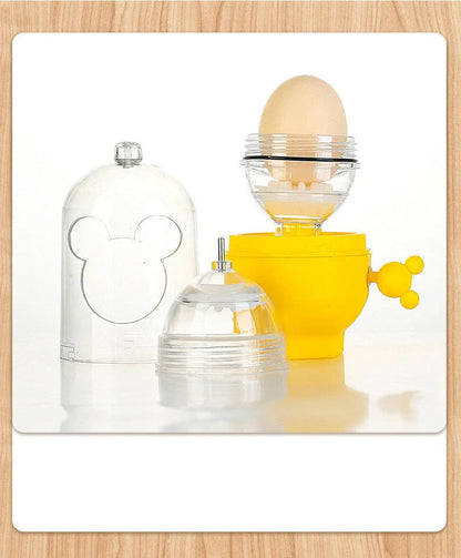Manual egg mixer with golden egg puller for easy yolk mixing, durable PC cover, and food-grade silicone pads.