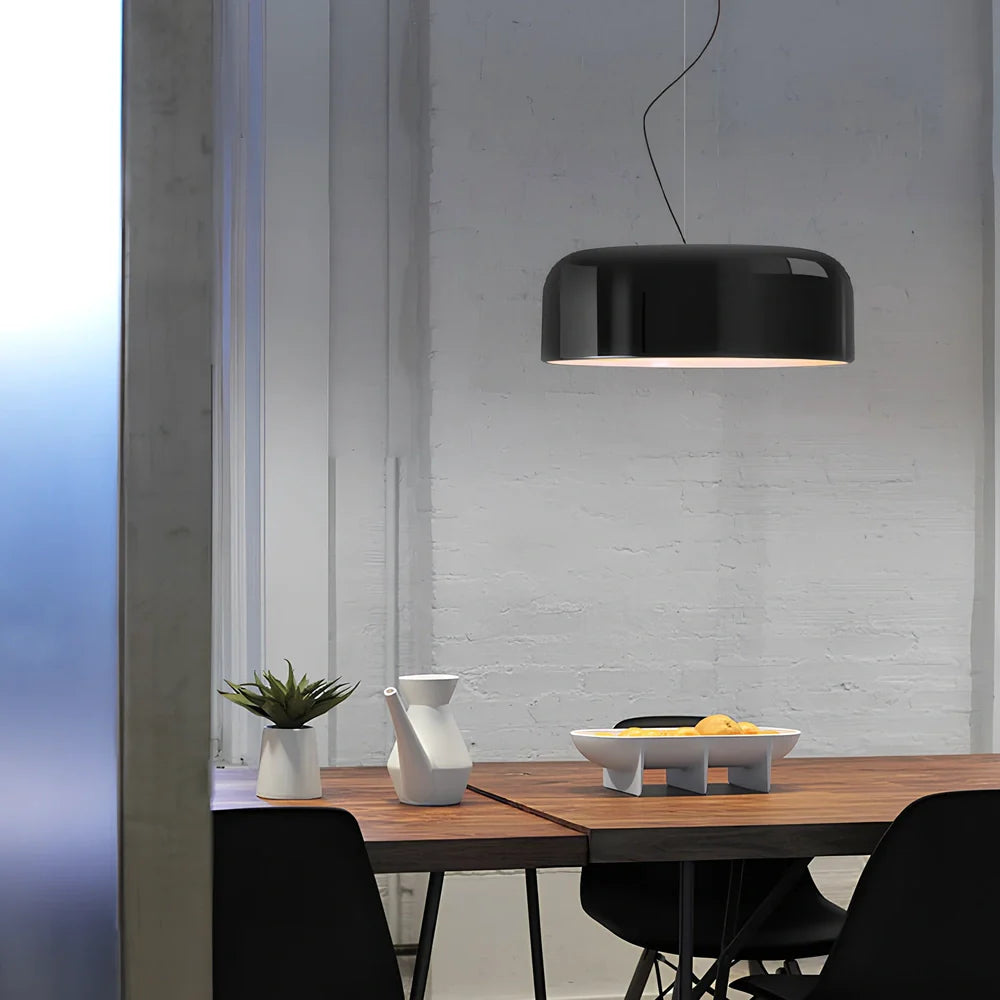 35cm linear Scandinavian chandelier with aluminium shade in black or white finish for dining table lighting