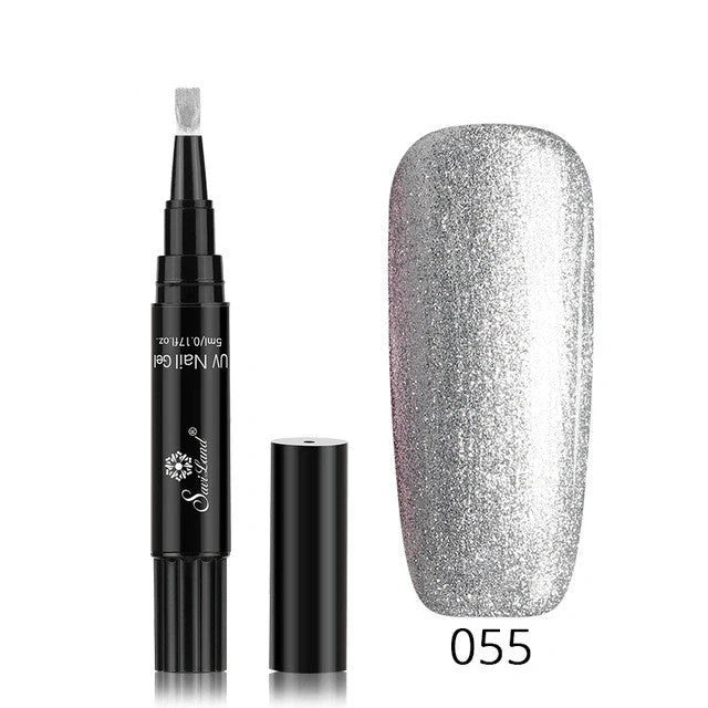 3-in-1 Gel Nail Varnish Pen with Glitter for One-Step Nail Art