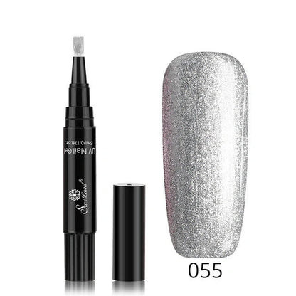 3-in-1 Gel Nail Varnish Pen with Glitter for One-Step Nail Art