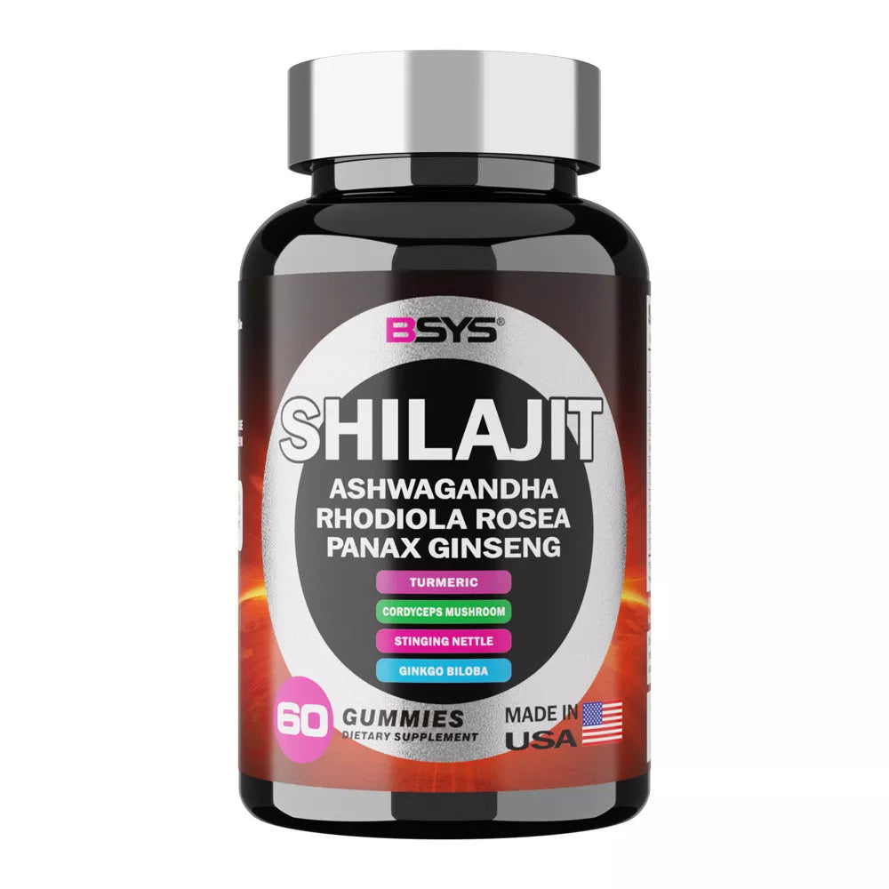 BSYS 8IN1 Shilajit Gummies 60's bottle with natural energy boost supplement